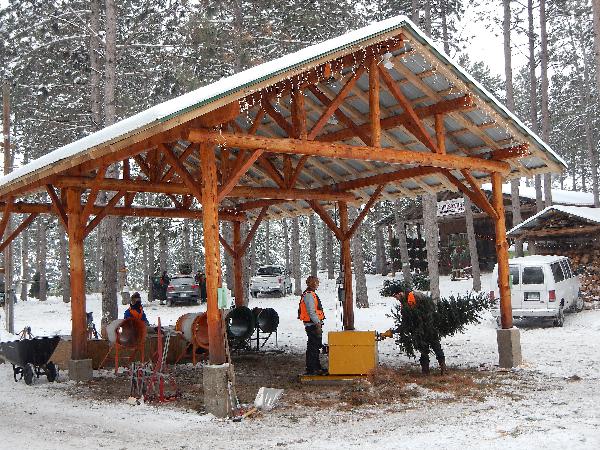 The shelter for processing your tree went up in 2013.  In wet weather the workers really appreciate it